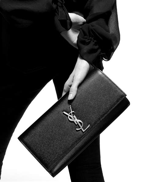 ysl black kate clutch|KATE clutch in brushed leather .